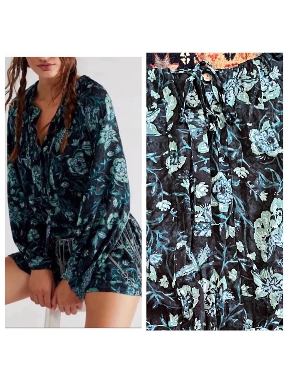 Free people Dance Till Dawn Floral Romper (blk motif ) - Picture 3 of 4